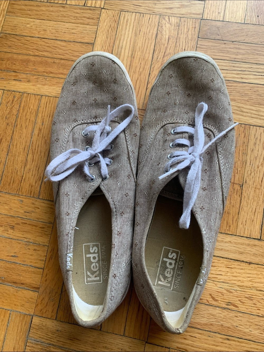 Keds Womens Daisy Dot Lace-Up Sneakers in Taupe Canvas